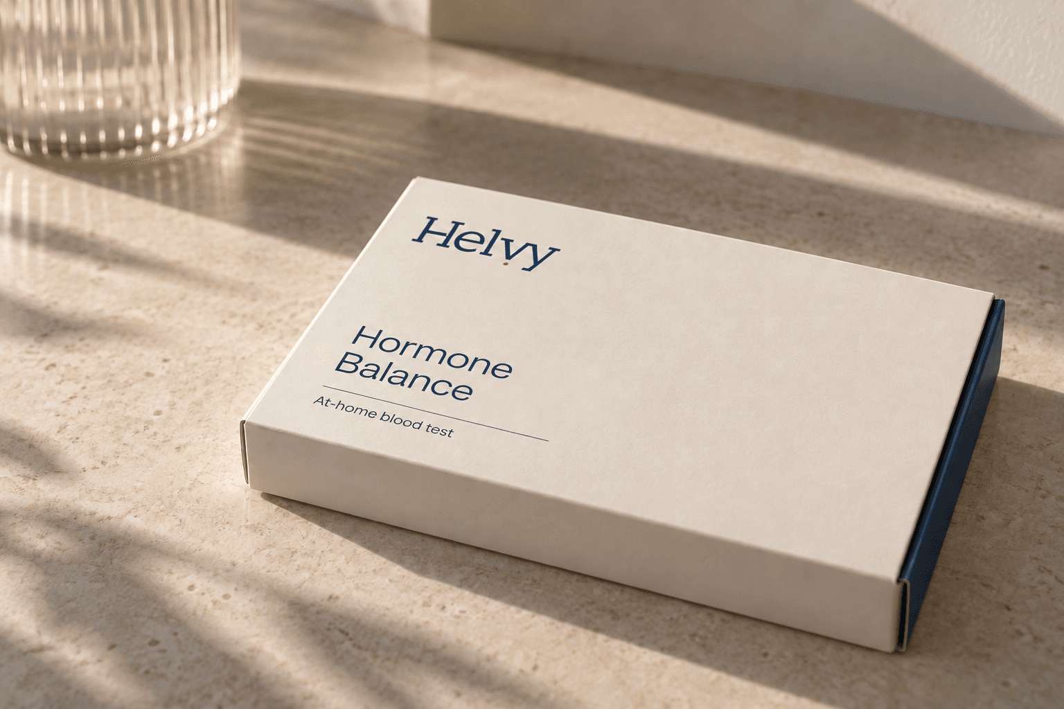 Illustrative Helvy Hormone Balance packaging in natural daylight